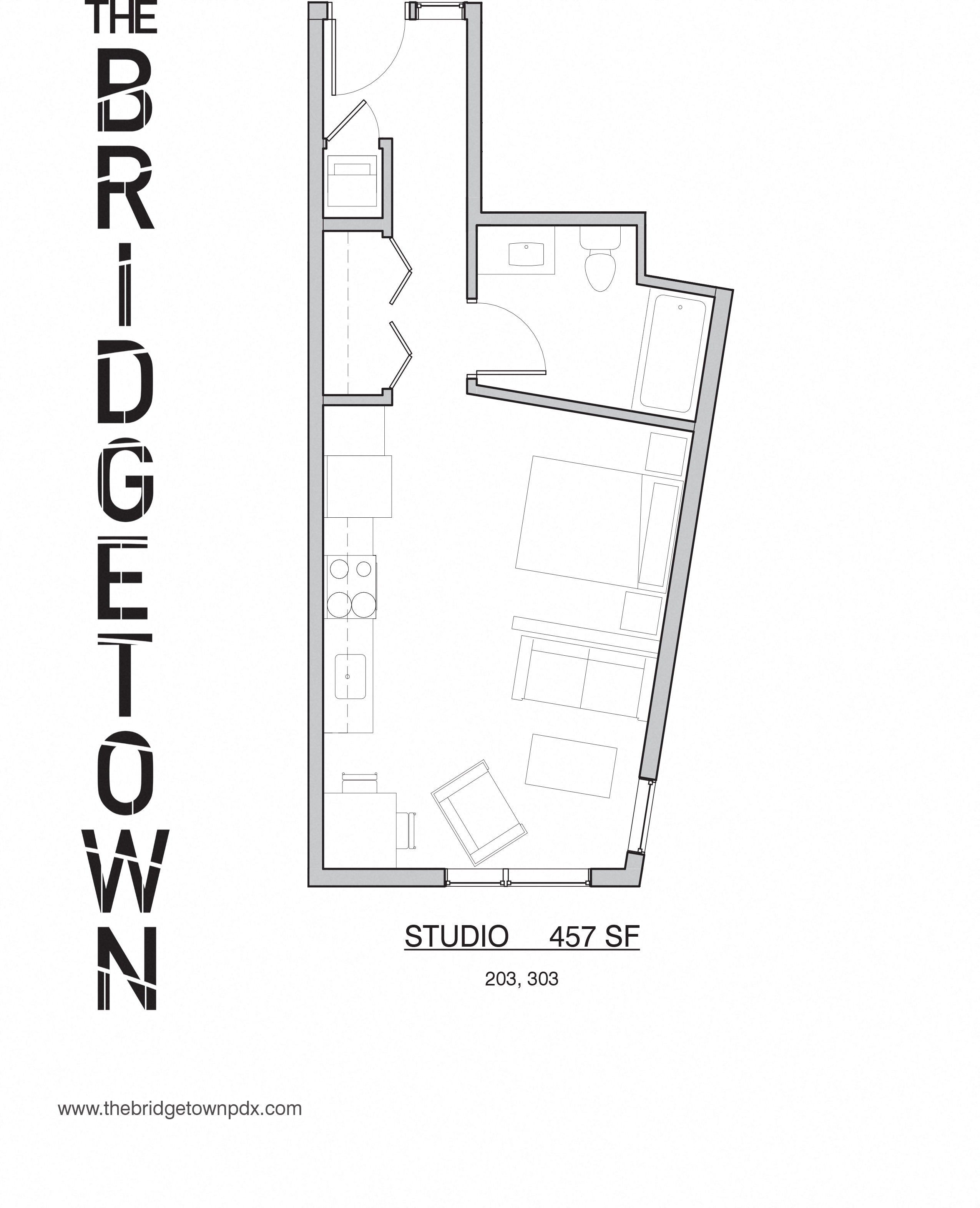 Bridgetown - Studio Floor Plan 3